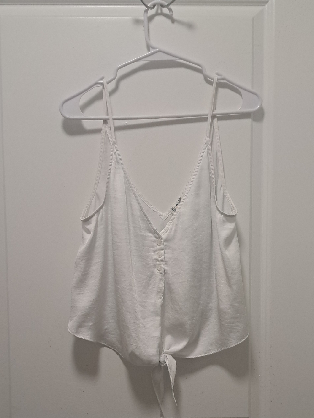 Free People White V-Neck Tie-Front Camisole